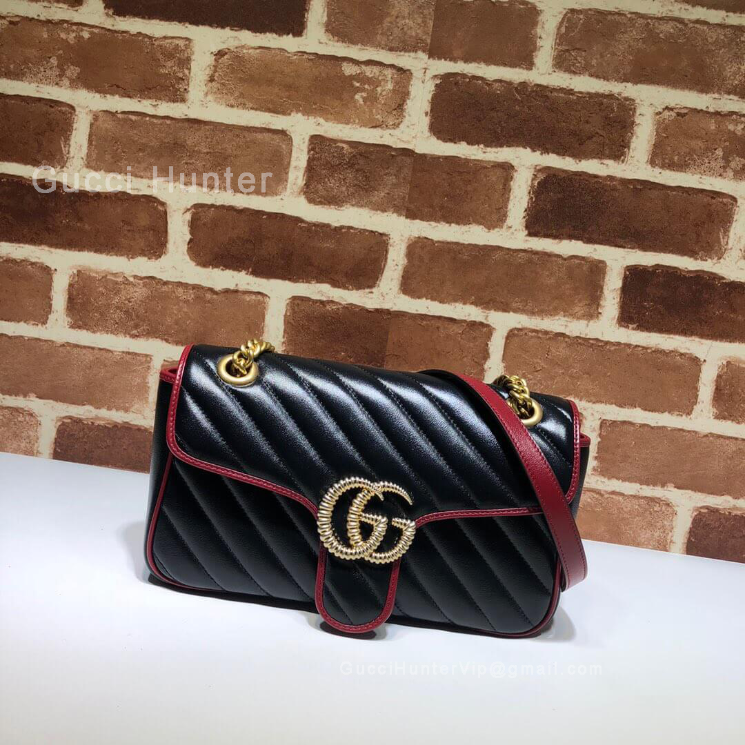 Gucci GG Marmont Small Diagonal Shoulder Bag Black 443497
